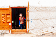 Young greeter for a camel ride